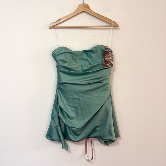 NWT HOUSE OF CB Jasmine Jade Draped Strapless Corset Mini Dress Women’s Large - Picture 6 of 10